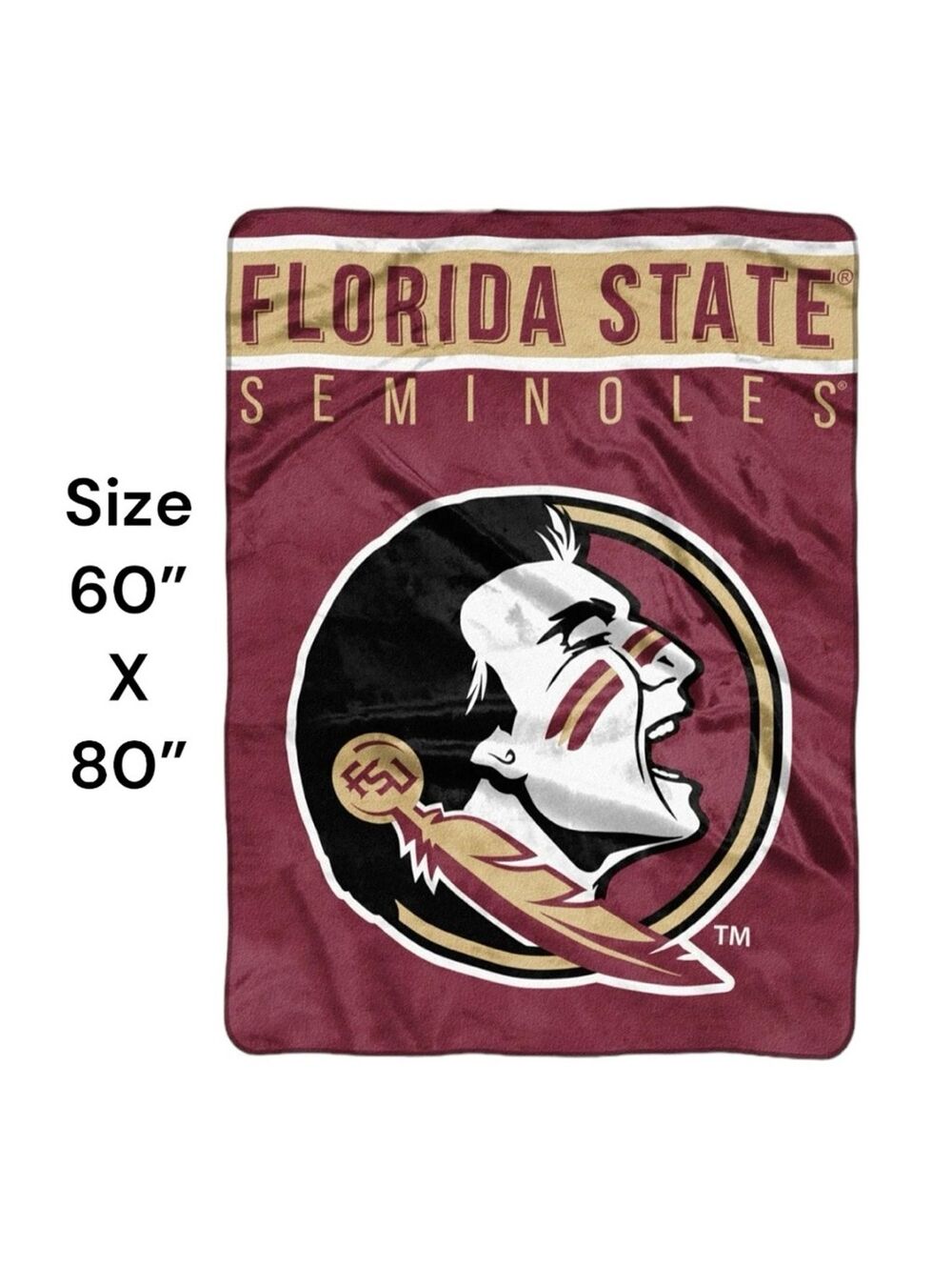 NWT Florida State Seminoles Officially Licensed NCAA Blanket 60x80 by Northwest